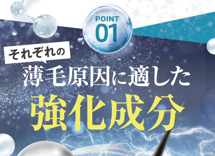 POINT01 それぞれの薄毛原因に適した強化成分