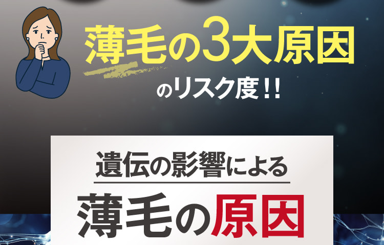薄毛の3大原因のリスク度!!遺伝の影響による薄毛の原因