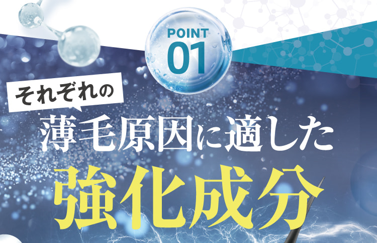 POINT01 それぞれの薄毛原因に適した強化成分