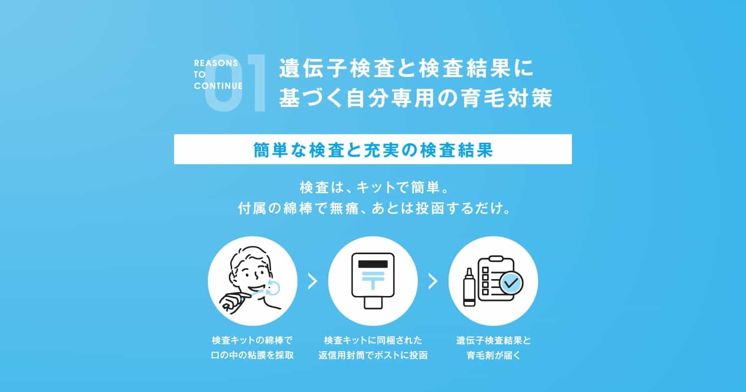 01 遺伝子検査と検査結果に基づく自分専用の育毛対策