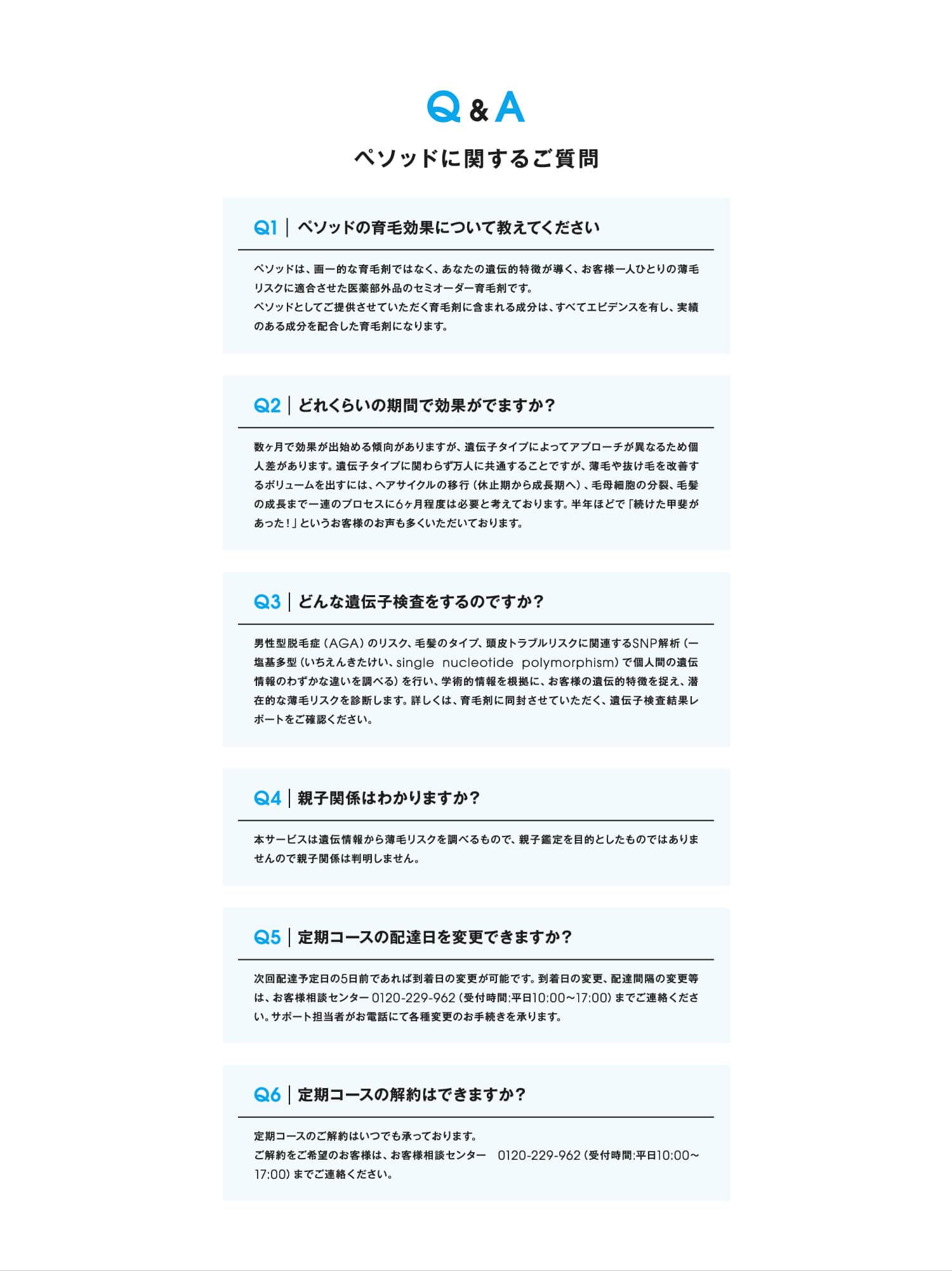 ペソッド育毛剤に関するご質問