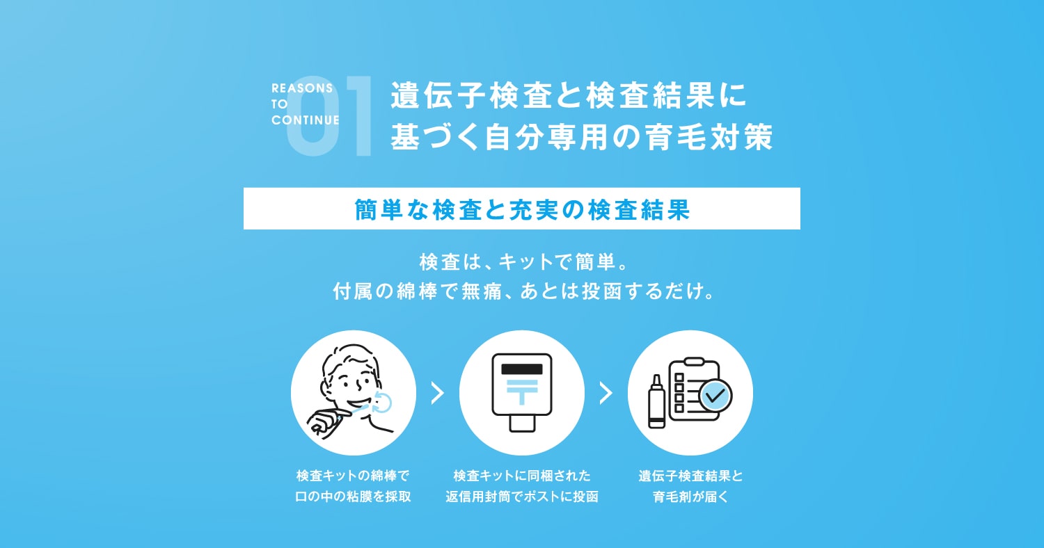 01 遺伝子検査と検査結果に基づく自分専用の育毛対策