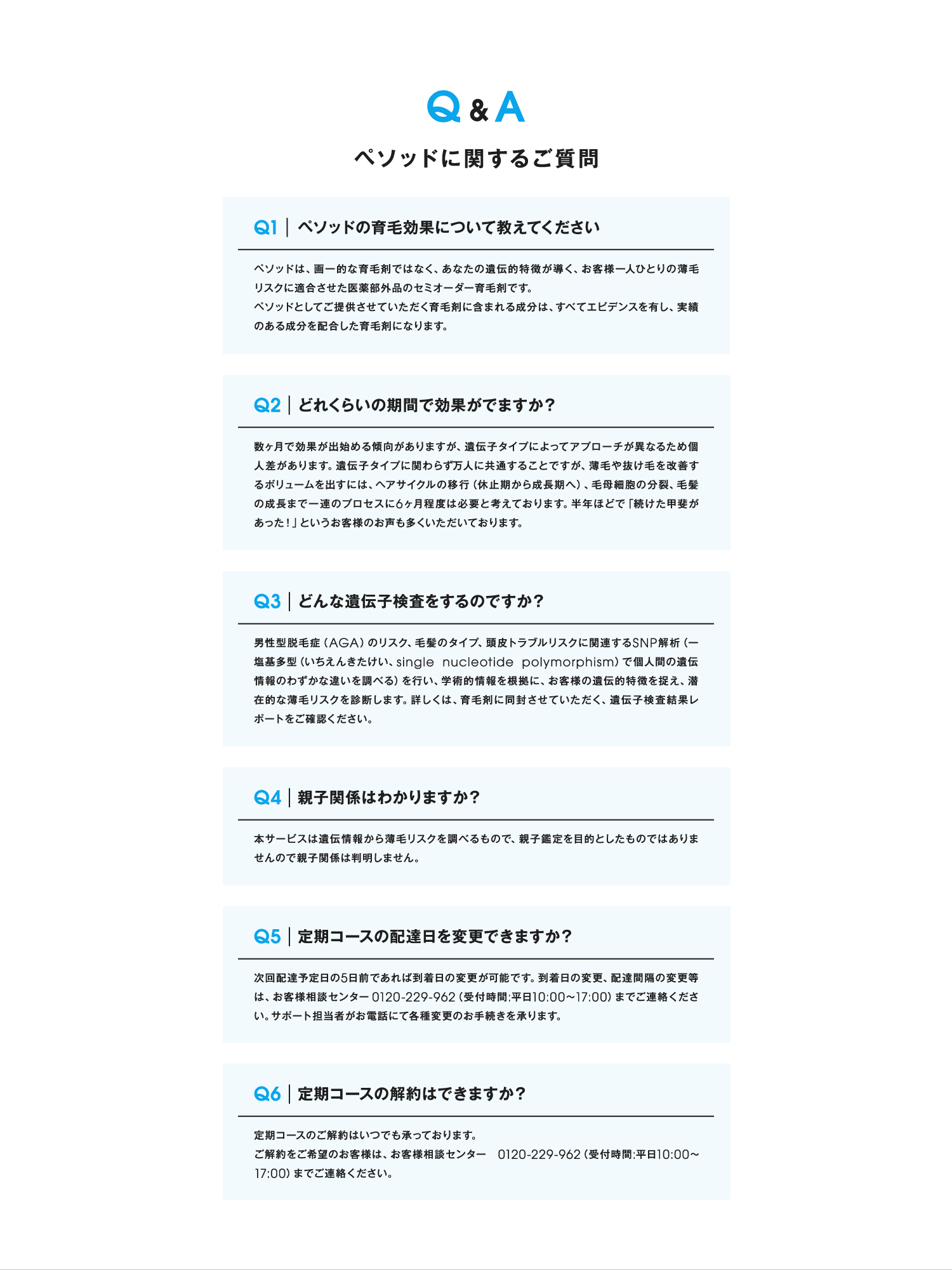 ペソッド育毛剤に関するご質問