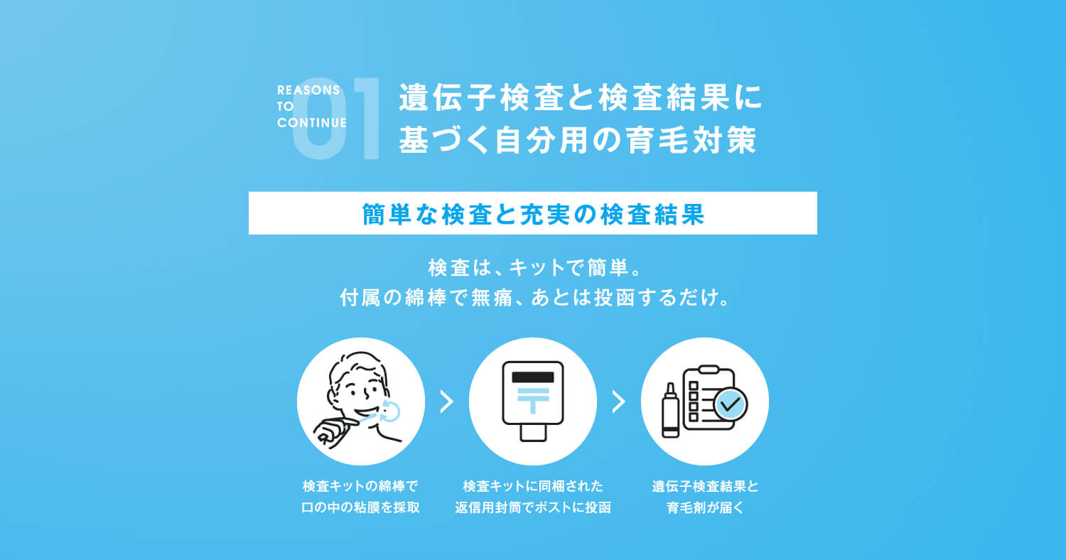 01 遺伝子検査と検査結果に基づく自分用の育毛対策